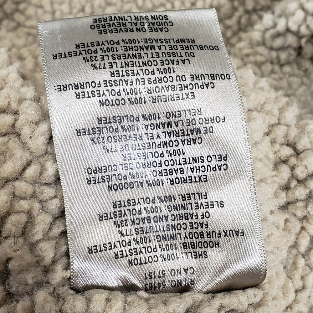 Levis Canvas Jacket Men XL Tan Sherpa Lined Zip In Hood Utility Coat Distressed - Picture 15 of 15
